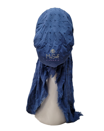 Lizi Headwear Textured Solid Blue Pre-Tied Bandanna myselflingerie.com